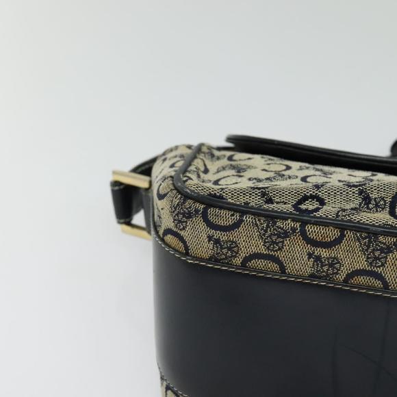 CELINE C Sulky Shoulder Bag Canvas Navy Gold Auth gh127
